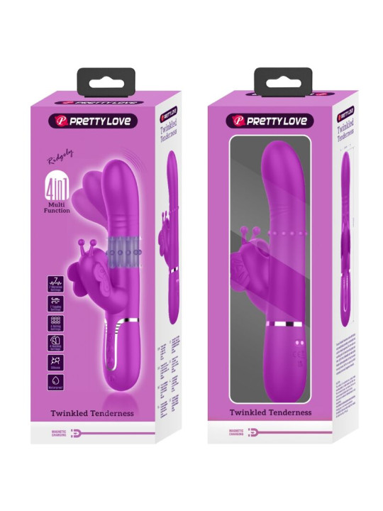 VIBRADOR RABBIT MULTIFUNCIÓN 4 EN 1 MARIPOSA FUCSIA DE LA MARCA PRETTY LOVE FLIRTATION