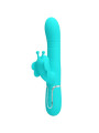 VIBRADOR RABBIT MULTIFUNCIÓN 4 EN 1 MARIPOSA VERDE AGUA DE LA MARCA PRETTY LOVE FLIRTATION