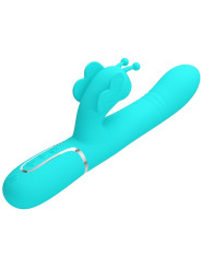 VIBRADOR RABBIT MULTIFUNCIÓN 4 EN 1 MARIPOSA VERDE AGUA DE LA MARCA PRETTY LOVE FLIRTATION