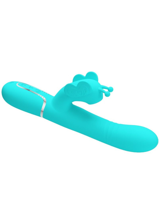 VIBRADOR RABBIT MULTIFUNCIÓN 4 EN 1 MARIPOSA VERDE AGUA DE LA MARCA PRETTY LOVE FLIRTATION