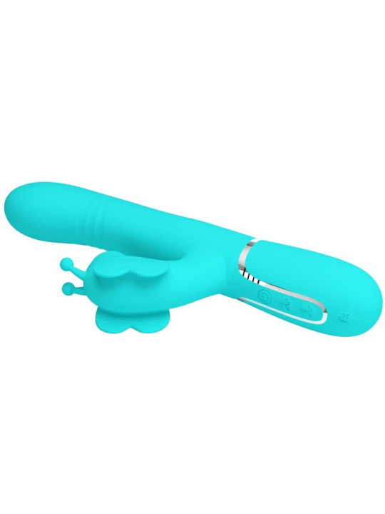 VIBRADOR RABBIT MULTIFUNCIÓN 4 EN 1 MARIPOSA VERDE AGUA DE LA MARCA PRETTY LOVE FLIRTATION