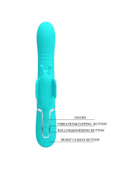 VIBRADOR RABBIT MULTIFUNCIÓN 4 EN 1 MARIPOSA VERDE AGUA DE LA MARCA PRETTY LOVE FLIRTATION