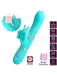 VIBRADOR RABBIT MULTIFUNCIÓN 4 EN 1 MARIPOSA VERDE AGUA DE LA MARCA PRETTY LOVE FLIRTATION