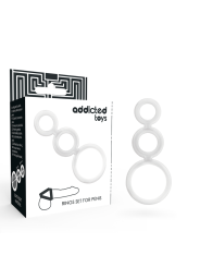 SET ANILLOS PENE Y TESTICULOS CLEAR DE LA MARCA ADDICTED TOYS