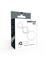 SET ANILLOS PENE Y TESTICULOS CLEAR DE LA MARCA ADDICTED TOYS