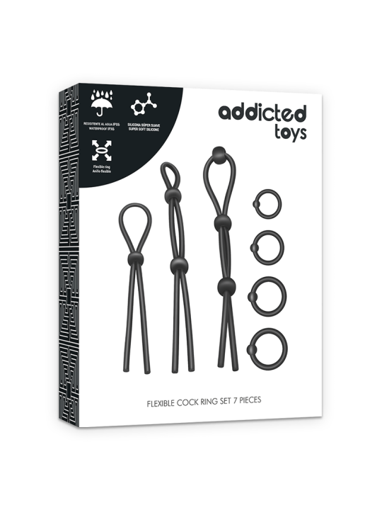 KIT DE 7 ANILLAS SILICONA FLEXIBLE DE LA MARCA ADDICTED TOYS