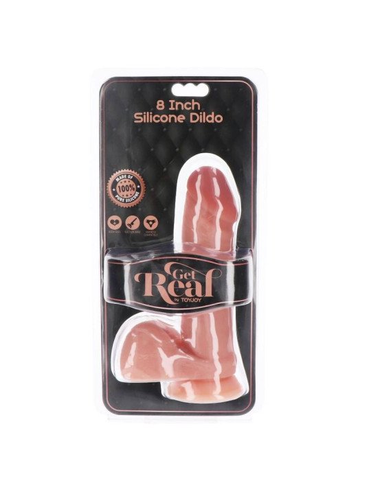 DILDO SILICONA 20,5 CM CON TESTICULOS NATURAL DE LA MARCA GET REAL