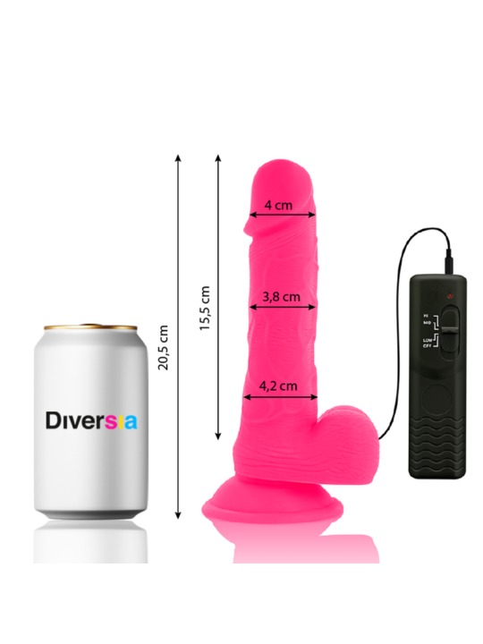 DILDO FLEXIBLE CON VIBRACION ROSA 20.5 CM -O- 4.2 CM DE LA MARCA DIVERSIA