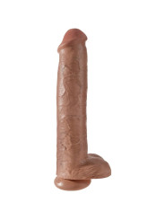 PENE REALISTICO CON TESTICULOS 34.2 CM CARAMELO DE LA MARCA KING COCK