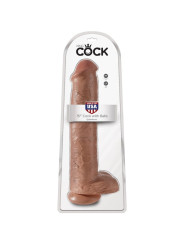 PENE REALISTICO CON TESTICULOS 34.2 CM CARAMELO DE LA MARCA KING COCK