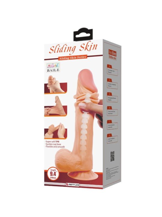 SLIDING SKIN SERIES DILDO REALÍSTICO CON VENTOSA PIEL DESLIZANTE 24 CM DE LA MARCA PRETTY LOVE HIGH GRADE