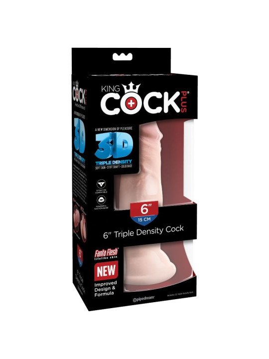 DILDO TRIPLE DENSIDAD 15 CM DE LA MARCA KING COCK PLUS