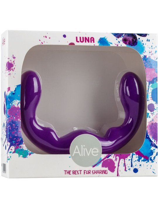 LUNA DILDO DOBLE PENETRACION SILICONA VIOLETA 25 CM DE LA MARCA ALIVE