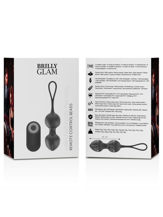 VIBRATING KEGEL BEADS CONTROL REMOTO DE LA MARCA BRILLY GLAM