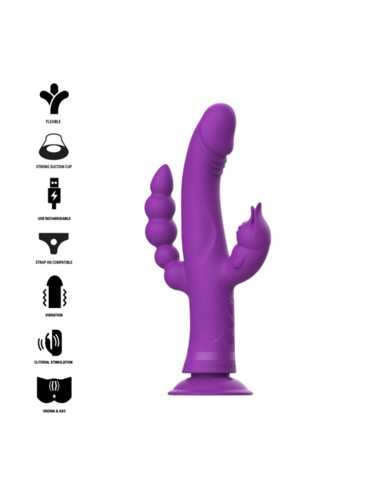 CASANOVA VIBRADOR RABBIT SILICONA TRIPLE MOTOR MORADO DE LA MARCA INTENSE FUN