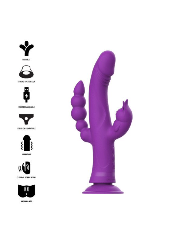 CASANOVA VIBRADOR RABBIT SILICONA TRIPLE MOTOR MORADO DE LA MARCA INTENSE FUN