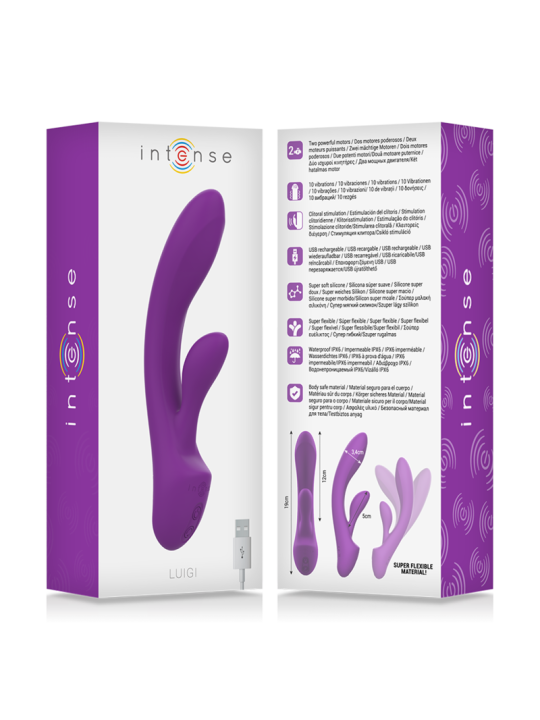 LUIGI VIBRADOR RABBIT SILICONA LIQUIDA MORADO DE LA MARCA INTENSE FUN