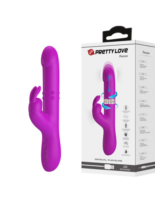 REESE VIBRADOR CON ROTACIÓN MORADO DE LA MARCA PRETTY LOVE