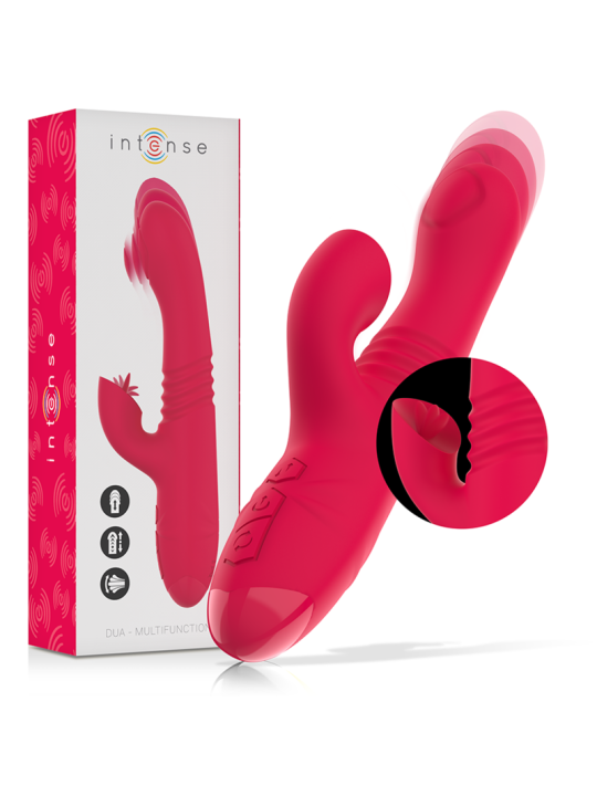 DUA VIBRADOR MULTIFUNCIÓN RECARGABLE UP & DOWN CON LENGUA ROJO DE LA MARCA INTENSE FUN