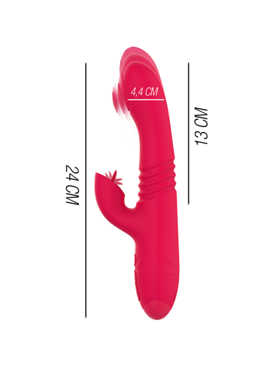 DUA VIBRADOR MULTIFUNCIÓN RECARGABLE UP & DOWN CON LENGUA ROJO DE LA MARCA INTENSE FUN