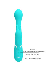 DEJON VIBRADOR RABBIT 3 EN 1 MULTIFUNCIÓN VERDE AGUA DE LA MARCA PRETTY LOVE FLIRTATION