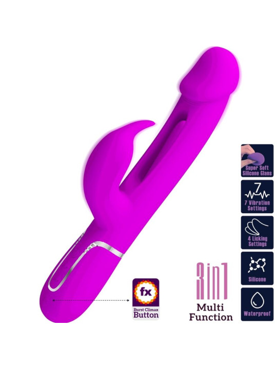 KAMPAS VIBRADOR RABBIT 3 EN 1 MULTIFUNCIÓN CON LENGUA VIOLETA DE LA MARCA PRETTY LOVE FLIRTATION