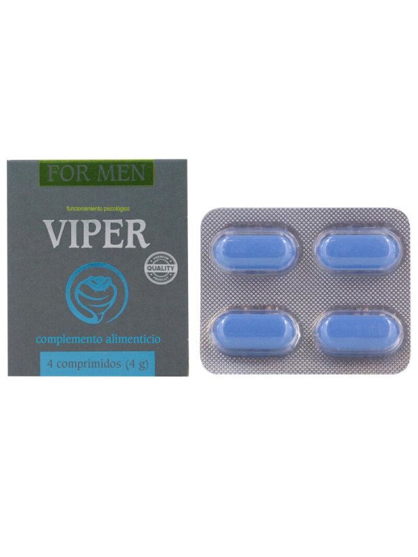 VIPER POTENCIADOR MASCULINO 4 CAPSULAS DE LA MARCA COBECO PHARMA