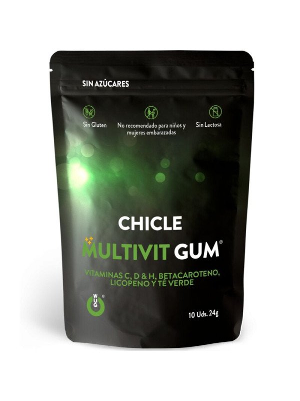 MULTIVIT CHICLE VITAMINA C, H, D, BETACAROTENO, LICOPENO Y TÉ VERDE 10 UNIDADES DE LA MARCA WUG GUM