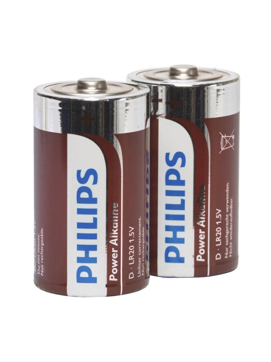 POWER ALKALINE PILA D LR20 BLISTER*2 DE LA MARCA PHILLIPS