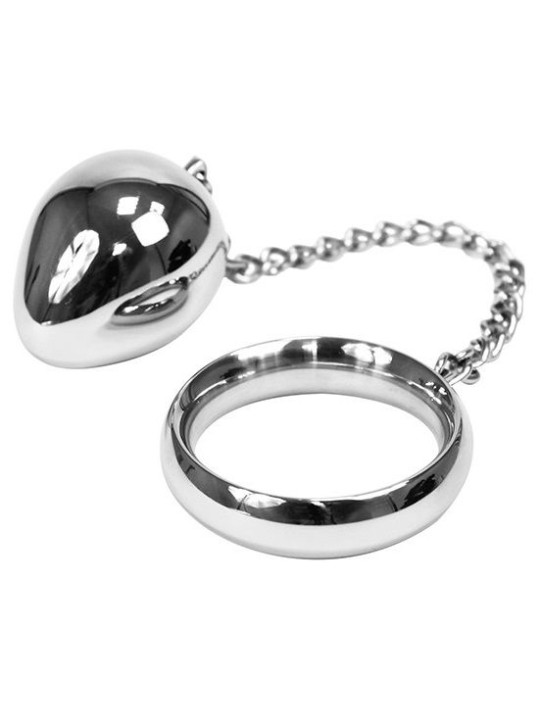 COCK RING 40MM + CADENA CON BOLA METAL DE LA MARCA METAL HARD