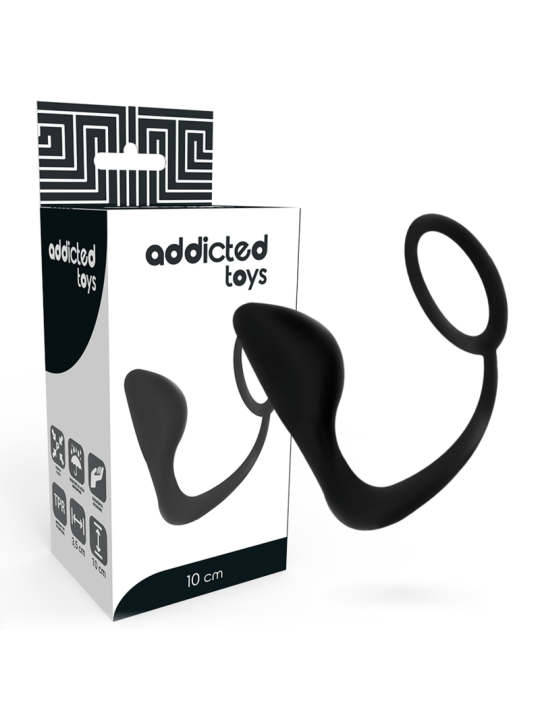 PLUG ANAL CON ANILLO PENE NEGRO DE LA MARCA ADDICTED TOYS