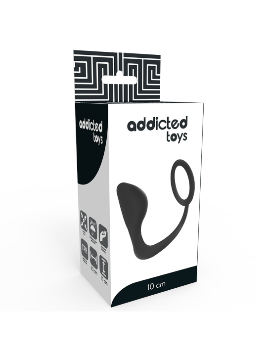 PLUG ANAL CON ANILLO PENE NEGRO DE LA MARCA ADDICTED TOYS