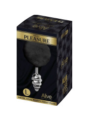 ANAL PLEASURE PLUG ESPIRAL METAL POMPON NEGRO TALLA L DE LA MARCA ALIVE