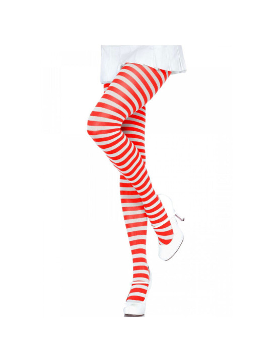 MEDIAS DE RAYAS BLANCO/ROJO DE LA MARCA LEG AVENUE HOSIERY