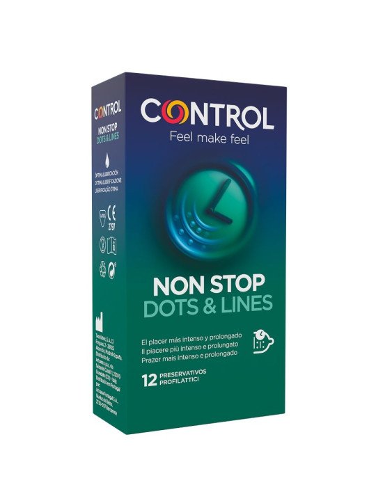 NONSTOP PUNTOS Y ESTRIAS PRESERVATIVOS 12 UNIDADES DE LA MARCA CONTROL CONDOMS