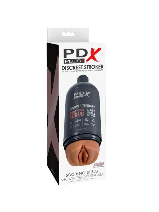 MASTURBADOR STROKER DISEÑO DISCRETO DE BOTE CHAMPU SOOTHING SCRUB CARAMELO DE LA MARCA PDX PLUS+