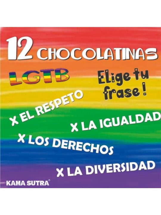 CAJA DE 12 CHOCOLATINAS CON LA BANDERA LGBT DE LA MARCA PRIDE