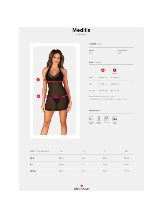 MEDILLA CHEMISE & TANGA XS/S DE LA MARCA OBSESSIVE CHEMISE