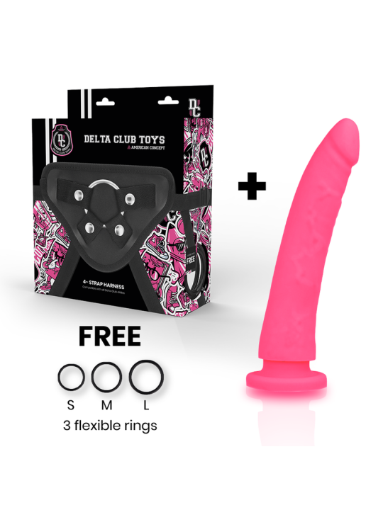 DELTA CLUB - TOYS ARNES + DILDO ROSA SILICONA MEDICA 17 CM -O- 3 CM DE LA MARCA DELTACLUB