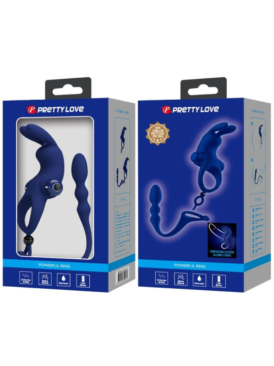 PRETTY LOVE - AYAD ANILLO VIBRADOR RABBIT CON PLUG AZUL DE LA MARCA PRETTY LOVE MALE