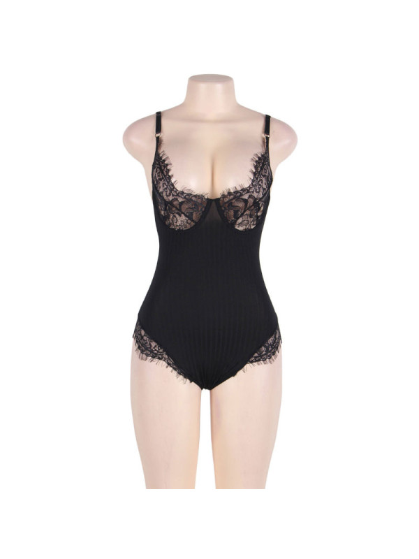 TEDDY CON FRANJAS NEGRO TALLA GRANDE DE LA MARCA SUBBLIME QUEEN PLUS SIZE